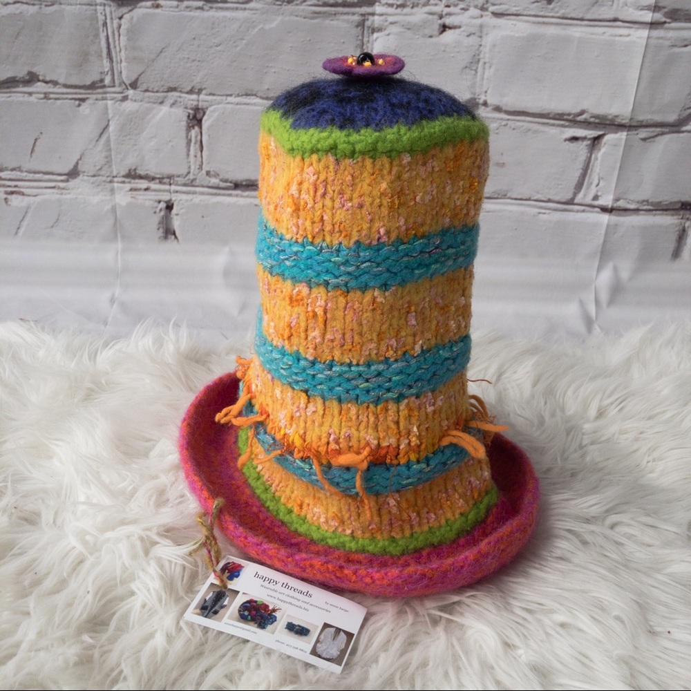 DR. SEUSS HAT Hand knit. Very Unique Wearable Art.